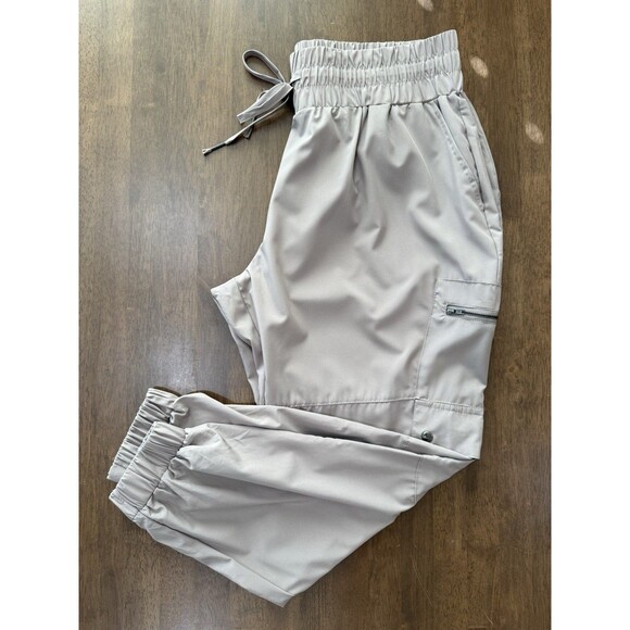 Lark + Grey Women’s 1X Jogger Cargo Pants Stretch Drawstring Taupe Comfy - Picture 1 of 7